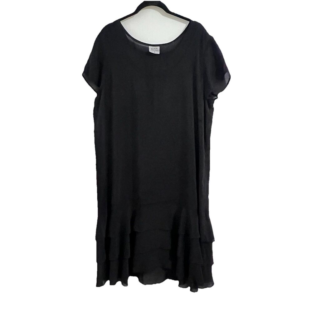 Vintage Click By Color Me Cotton Ruffle Midi Dress Size L Black Whimsy Goth USA